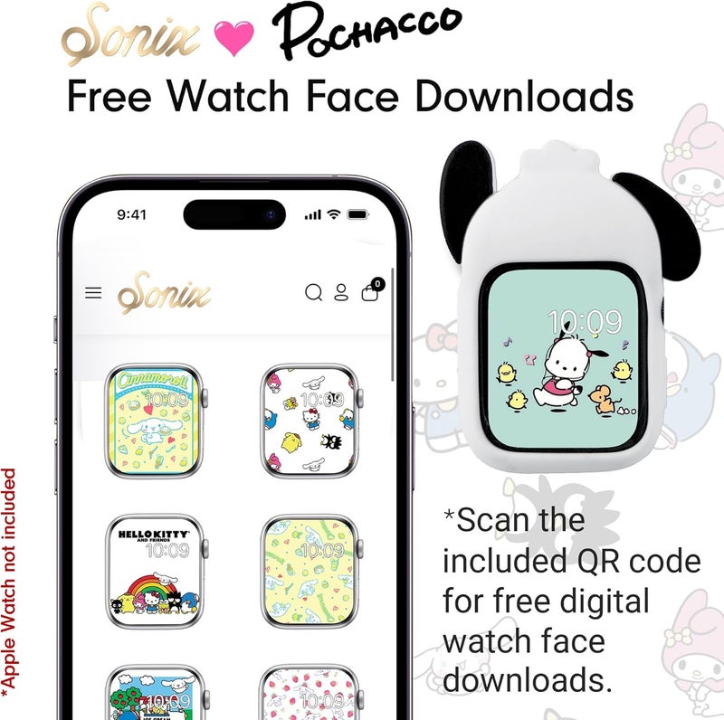 Sonix x Sanrio Apple Watch Cover | Bumper Case for Apple Watch | Protective Silicone Cover | Fits 38mm/40mm/41mm | Pochacco - White - Image 4